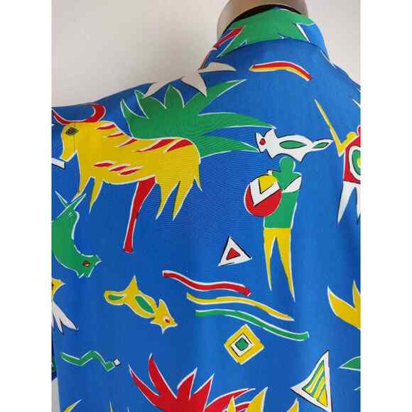 Diane Von Furstenberg Vintage 80s Midi Skirt Top Shirt Size 10 12 Bulls Tropical - Picture 6 of 11